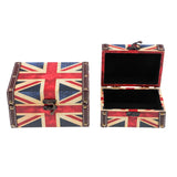 2PCS Antique Wooden Jewelry Box Makeup Organizer