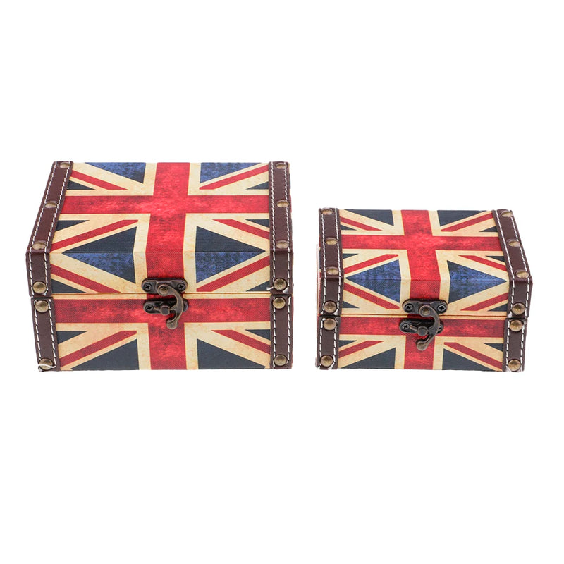 2PCS Antique Wooden Jewelry Box Makeup Organizer