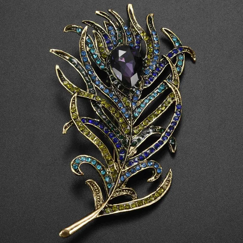 Ballet Angel Girl Rhinestone Brooch Pins Set, Vintage Bronze Feather Brooch