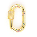 2PCS CZ Micro Pave Crystal Zirconia Clasp Lock Carabiner Pave Lock Heart/Oval