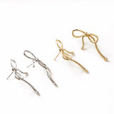 2PCS Bow Ear Studs Silver Needle 14k Plated DIY Earrings