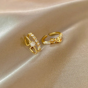 Zircon Bow Tie Open Ring Crystal Finger Adjustable Wedding Jewelry