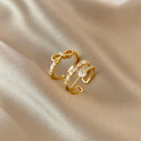 Zircon Bow Tie Open Ring Crystal Finger Adjustable Wedding Jewelry