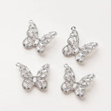 2PCS Butterfly Zircon Pendant 14k Plated for DIY Earrings Necklace