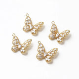 2PCS Butterfly Zircon Pendant 14k Plated for DIY Earrings Necklace