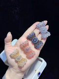 2PCS CZ Micro Pave Bow Flower Box Clasp