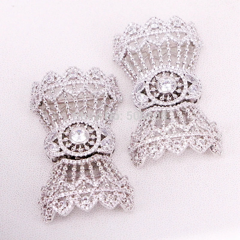2PCS CZ Micro Pave Bow Flower Box Clasp