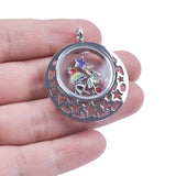 2PCS Christmas Snowflake Glass Living Memory Locket Pendant