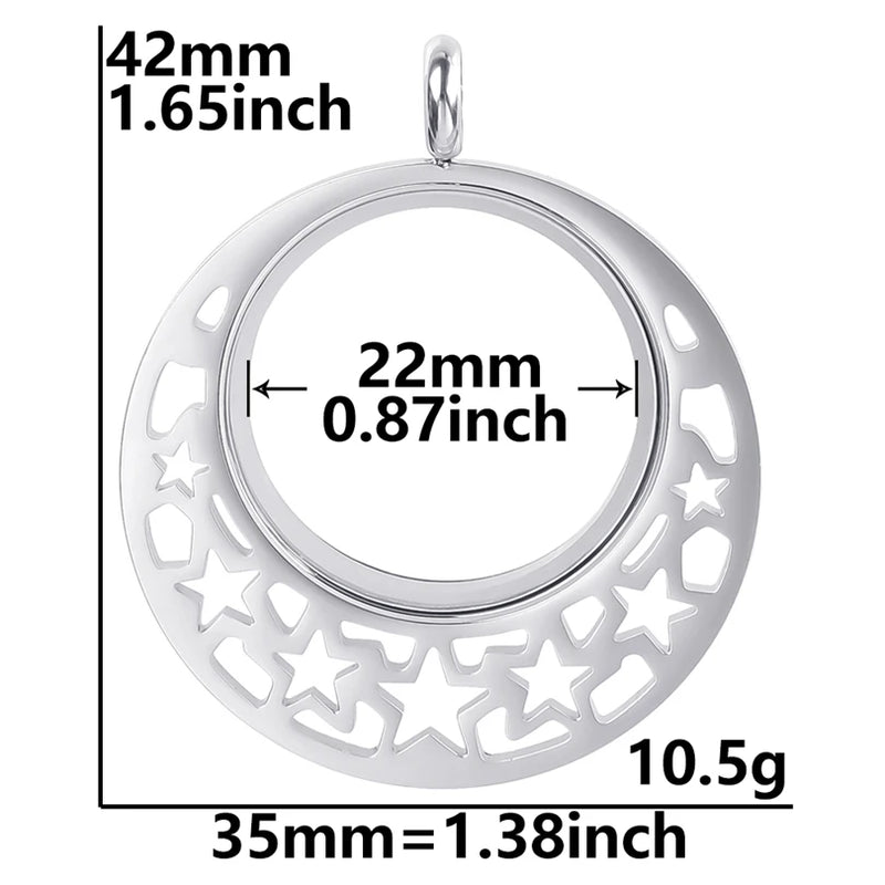 2PCS Christmas Snowflake Glass Living Memory Locket Pendant