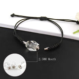 Crystal Vials Urn Bracelet & Brown Cord Cuff Cremation Jewelry