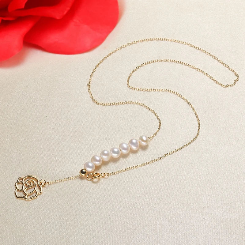 2PCS 14K True Filled 6MM Pearl Y Necklaces DIY Jewelry