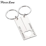 2PCS Couples Keychain Anniversary Gift Husband Wife Boyfriend Girlfriend Keyring