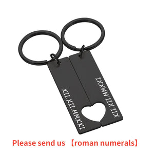 2PCS Couples Keychain Anniversary Gift Husband Wife Boyfriend Girlfriend Keyring