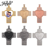 Cross Pendant Base With Rhinestone Bezel 30mm Heart Blank Tray
