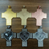 Cross Pendant Base With Rhinestone Bezel 30mm Heart Blank Tray