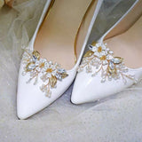 2PCS Crystal Shoe Clips Wedding Bridal Shoe Buckles Rhinestone Shoe Flowers