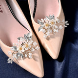 2PCS Crystal Shoe Clips Wedding Bridal Shoe Buckles Rhinestone Shoe Flowers