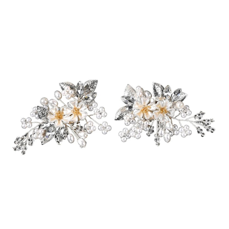 2PCS Crystal Shoe Clips Wedding Bridal Shoe Buckles Rhinestone Shoe Flowers