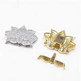 2PCS CZ Micro Flower Clasp 28x37mm 3 Strands Golden Plated