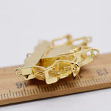 2PCS CZ Micro Flower Clasp 28x37mm 3 Strands Golden Plated