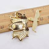 2PCS CZ Micro Flower Clasp 28x37mm 3 Strands Golden Plated