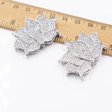2PCS CZ Micro Flower Clasp 28x37mm 3 Strands Golden Plated