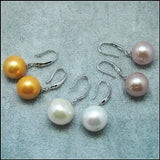 2PCS Pearl Earrings Round Ball 12MM Wedding Wear Shipping