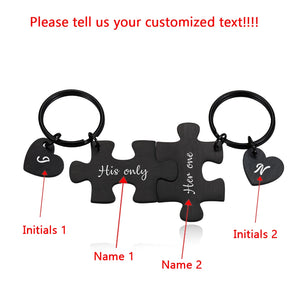 Personalized Jigsaw Shape Couple Keychain Gift for Men Women