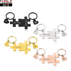 Personalized Jigsaw Shape Couple Keychain Gift for Men Women