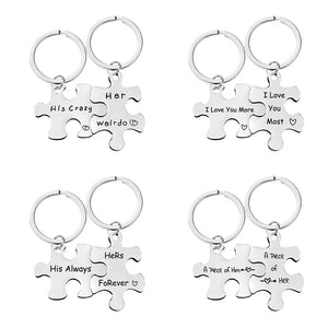 Couple Puzzle Keychain Engraved Name Gift For Boyfriend Girlfriend