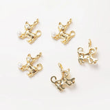 2PCS Dainty Cat Pendants 14k Plated for Jewelry Making DIY Hand Brass
