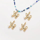 2PCS Dainty Cat Pendants 14k Plated for Jewelry Making DIY Hand Brass