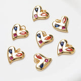 2PCS Zircon Heart Charms for Jewelry Making DIY Brass 14k Plated 17mm