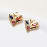 2PCS Zircon Heart Charms for Jewelry Making DIY Brass 14k Plated 17mm