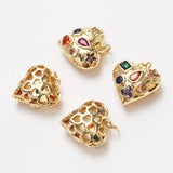 2PCS Zircon Heart Charms for Jewelry Making DIY Brass 14k Plated 17mm