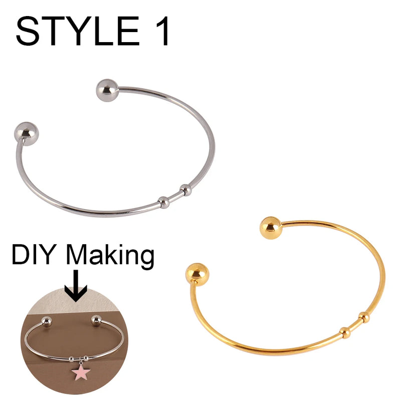 2PCS Stainless Steel Adjustable Bangle for Jewelry Making DIY