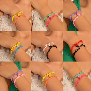 2PCS Magnet Heart Charm Couple Bracelet Vintage Friendship Jewelry