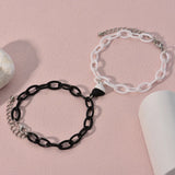 2PCS Magnet Heart Charm Couple Bracelet Vintage Friendship Jewelry