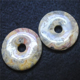 2PCS Women's Crazy Agate Stone Donuts Shape Pendants 50MM DIY Jewelry Findings