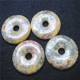 2PCS Women's Crazy Agate Stone Donuts Shape Pendants 50MM DIY Jewelry Findings