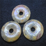 2PCS Women's Crazy Agate Stone Donuts Shape Pendants 50MM DIY Jewelry Findings