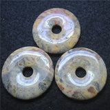 2PCS Women's Crazy Agate Stone Donuts Shape Pendants 50MM DIY Jewelry Findings