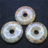 2PCS Women's Crazy Agate Stone Donuts Shape Pendants 50MM DIY Jewelry Findings