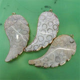 2PCS Women's Pendants Nature Semi Precious Stone Wing Shape 50X25MM