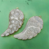 2PCS Women's Pendants Nature Semi Precious Stone Wing Shape 50X25MM