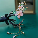 2PCS Floral Fairy Hairpin Tassel Pearl Barrettes Chinese Hanfu Hair Access
