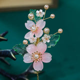 2PCS Floral Fairy Hairpin Tassel Pearl Barrettes Chinese Hanfu Hair Access