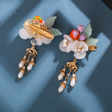 2PCS Chinese Pearl Tassel Hair Clips Vintage Headdress Girls Retro Jewelry