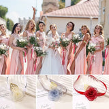 2PCS Girls Bridesmaid Wrist Flowers Pearl Rhinestones Boutonniere