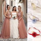 2PCS Girls Bridesmaid Wrist Flowers Pearl Rhinestones Boutonniere